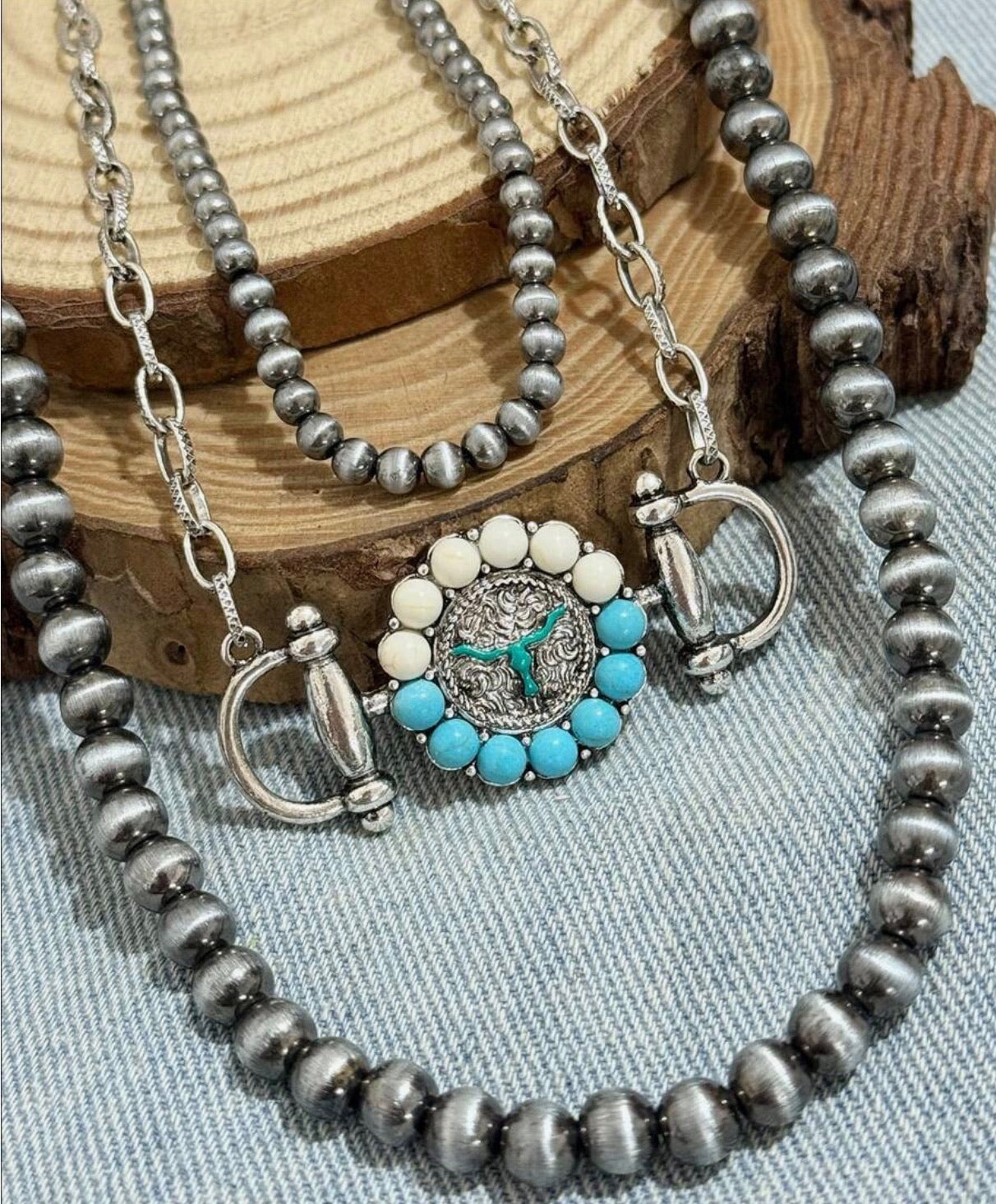 Vintage European Boho Style Horse Bit Layer Necklace Set