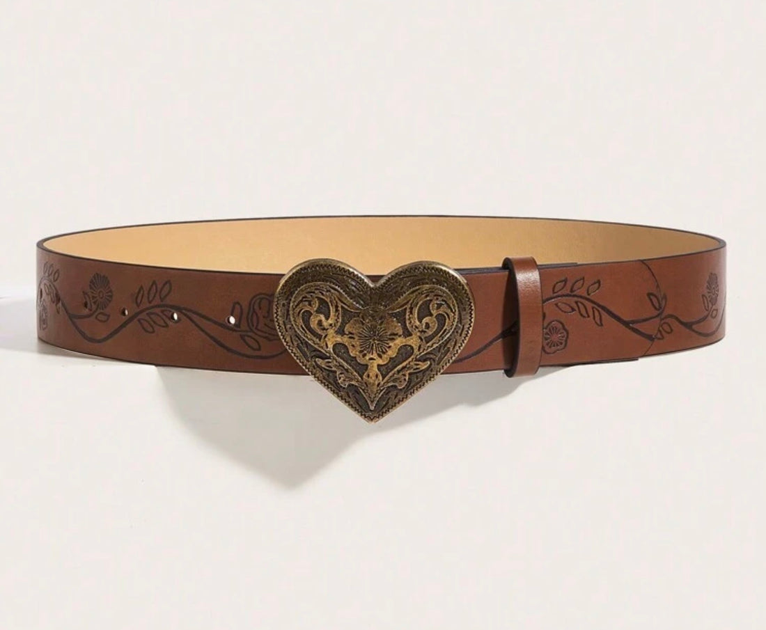Retro Alloy Buckle Western Leather Belt