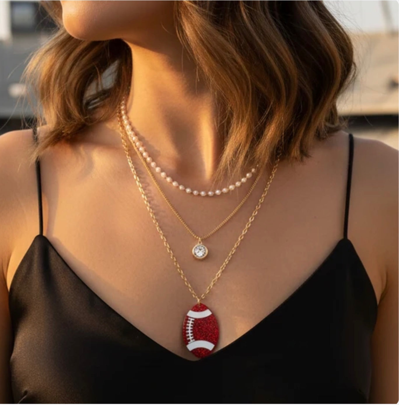 Layered Football Necklace
