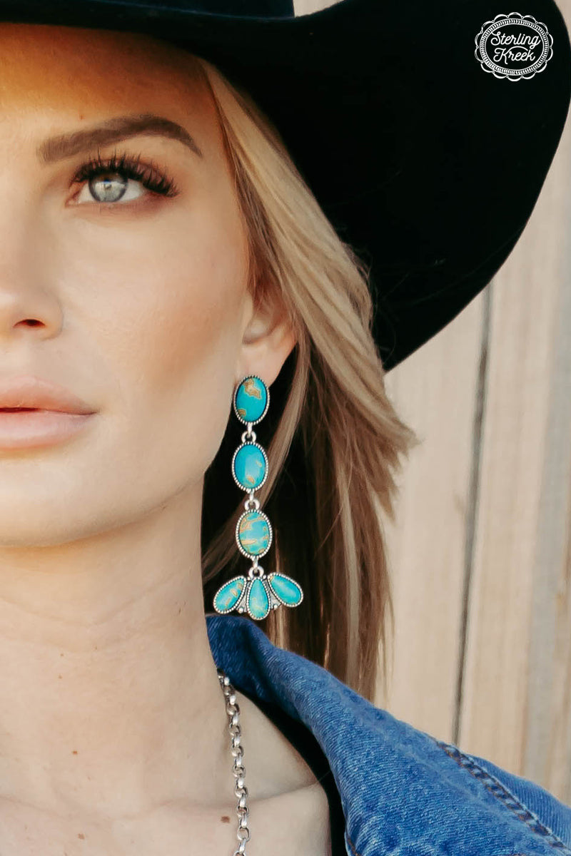 Rugged Saloon Turquoise Drop Earrings