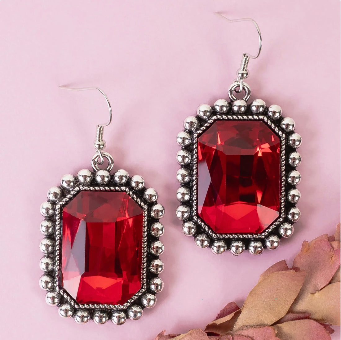 Red Crystal Drop Earrings