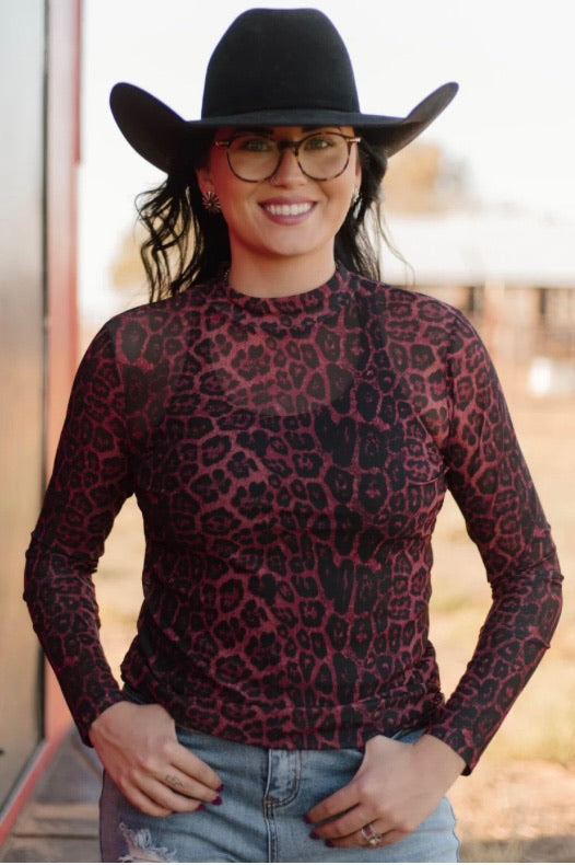Sideline Spirit Leopard Print Mesh Top