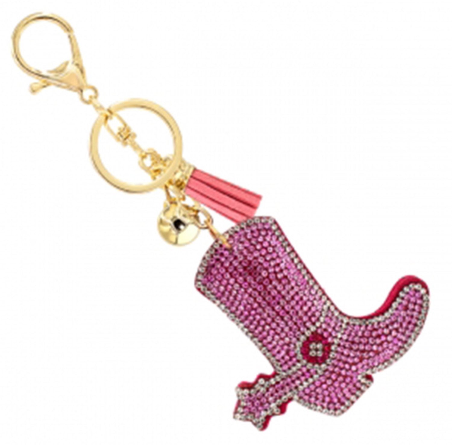 Rhinestone Covered Keychain With Tassel