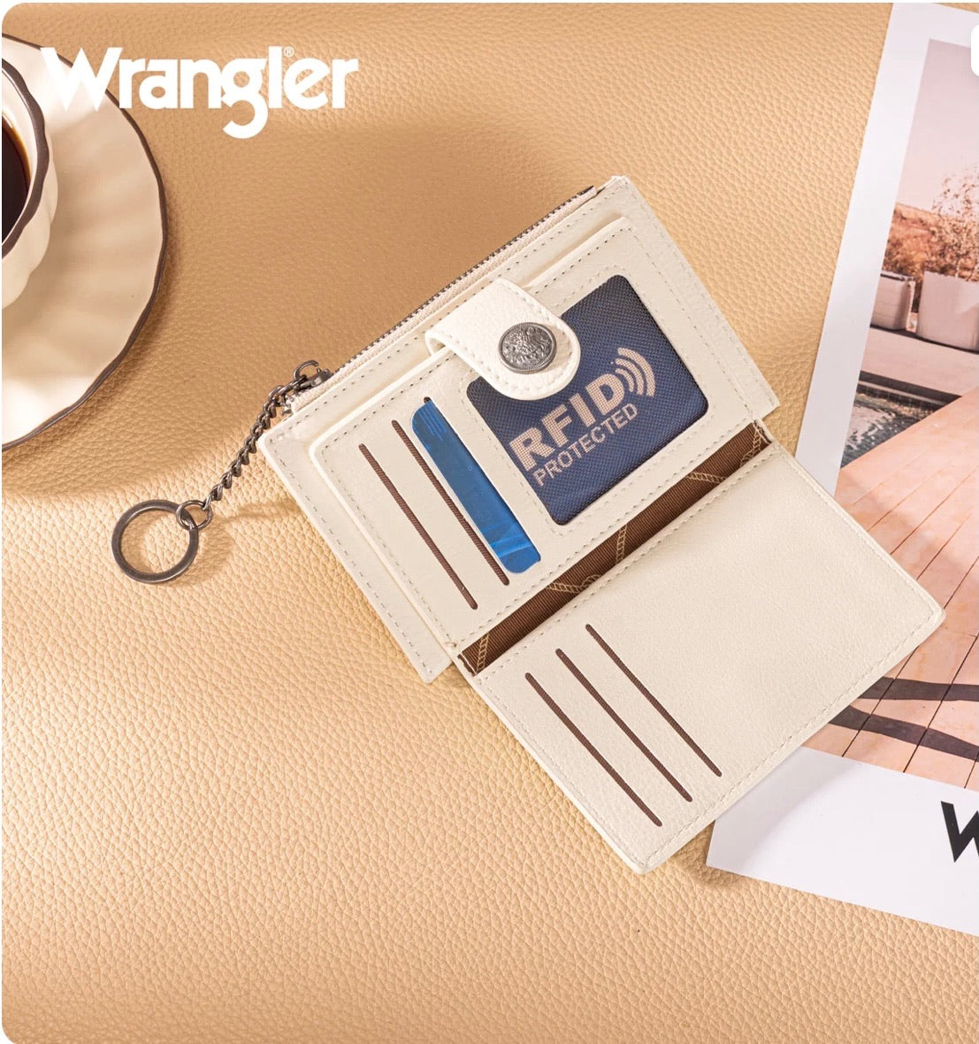 Wrangler Floral Embossed Bifold Wallet with Keychain