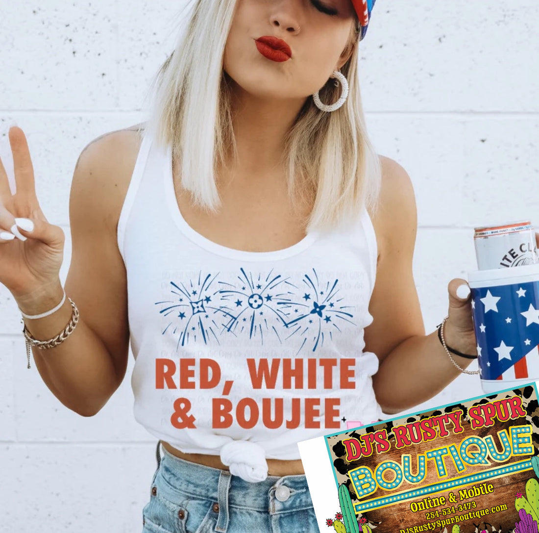 Red, White, &amp; Boujee Graphic Tank Top