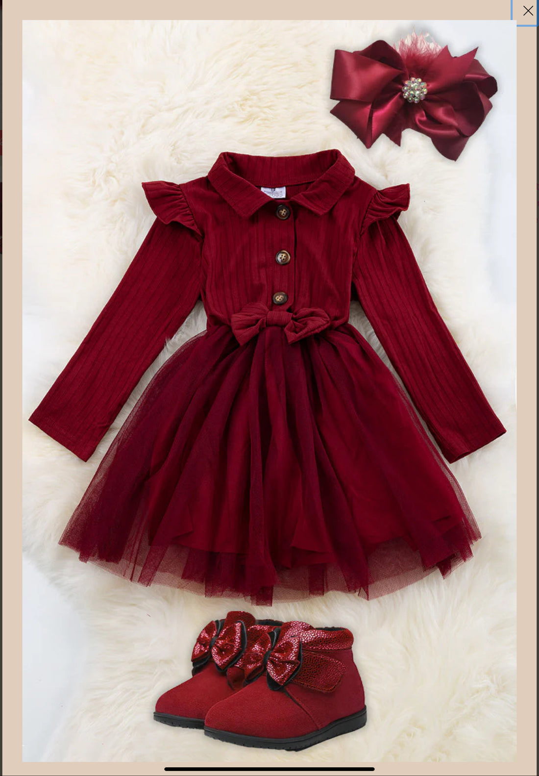 Deep Burgundy Cotton Top with Tulle Bottom