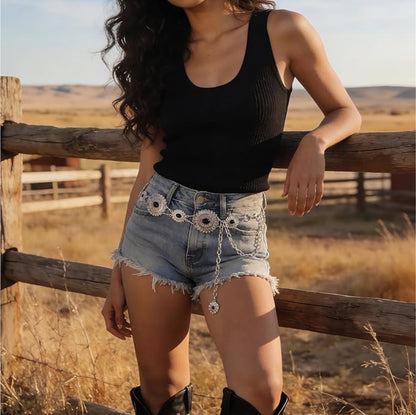 Western Metal Oval Color Concho Belt