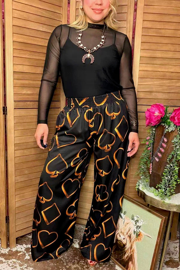 Southern Stitch Playing Card Wide Leg Pants