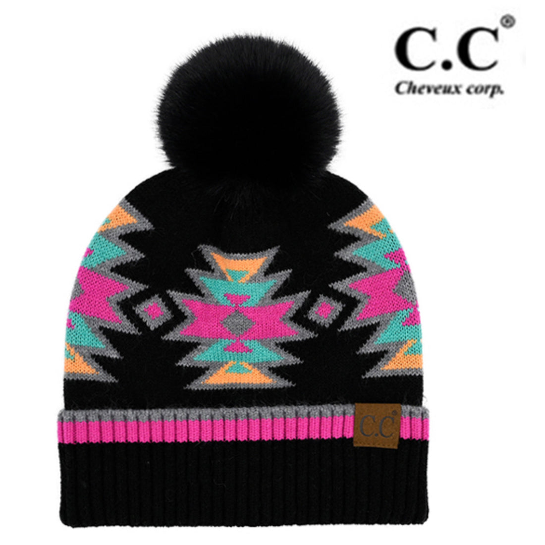 Adult C.C.  Knit Beanies with Poms