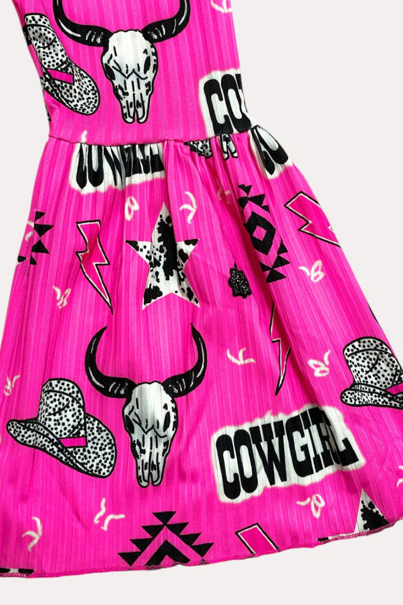 “Cowgirl Baby&quot; Printed Short Sleeve 2pc Girls Pants Set