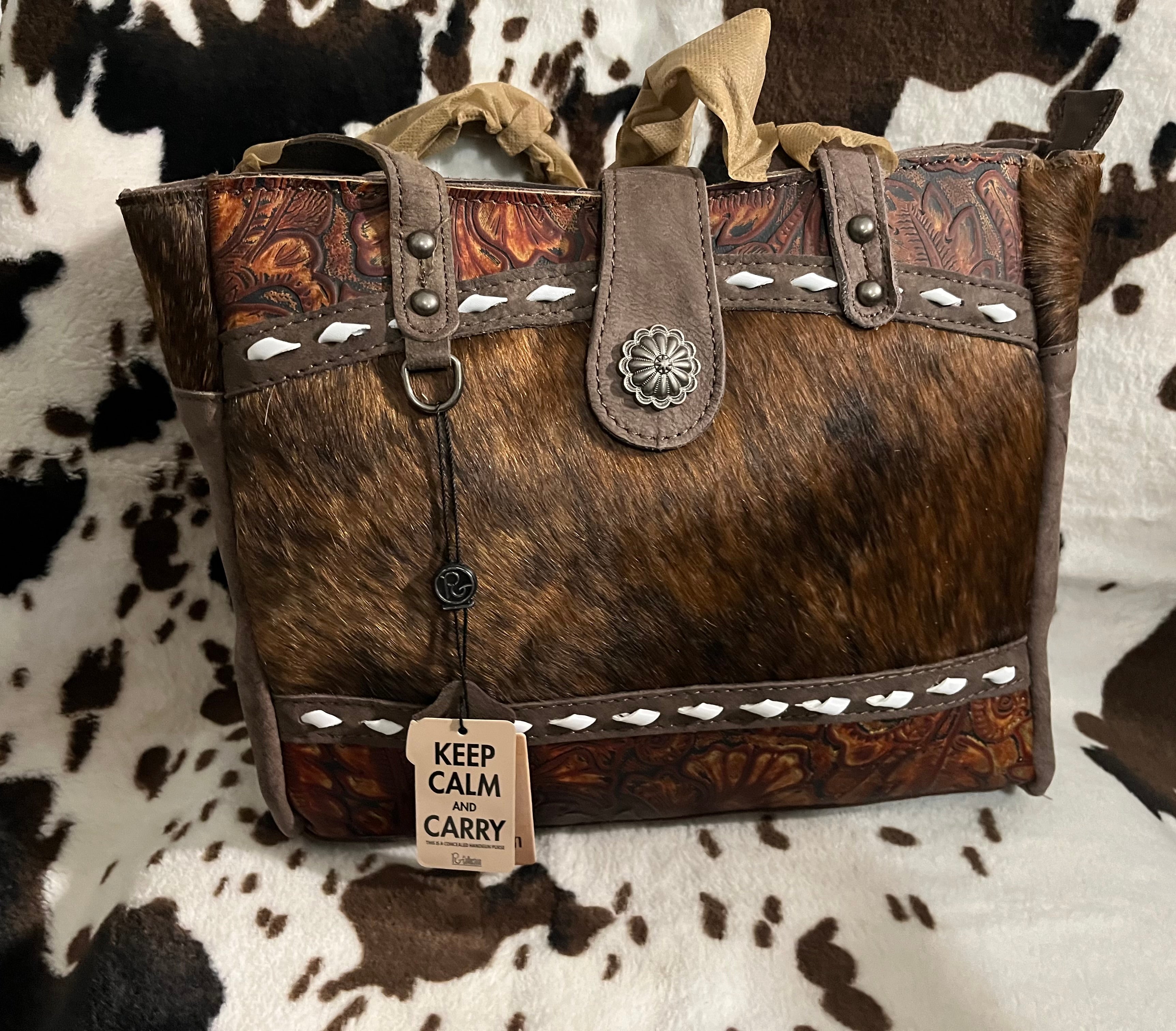 COWHIDE LEATHER BROWN PURSE-Rainbow Trading