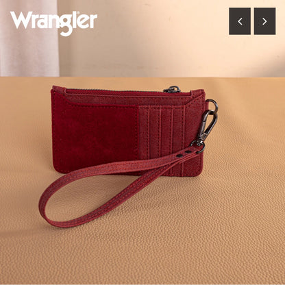 Wrangler Vintage Floral Velvet Print Mini Zip Card Case Wristlet