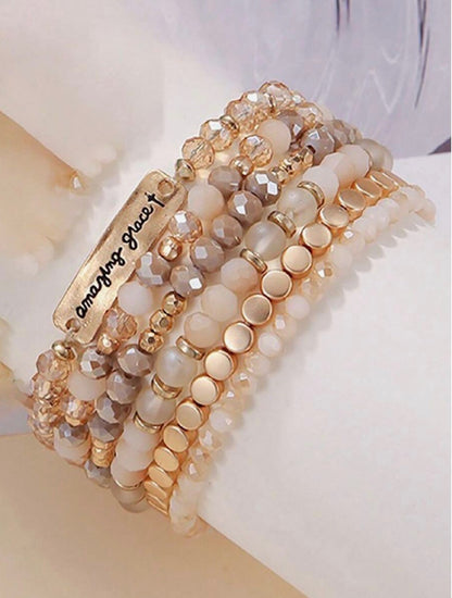 6pc. Amazing Grace Bead Stretch Bracelet Set