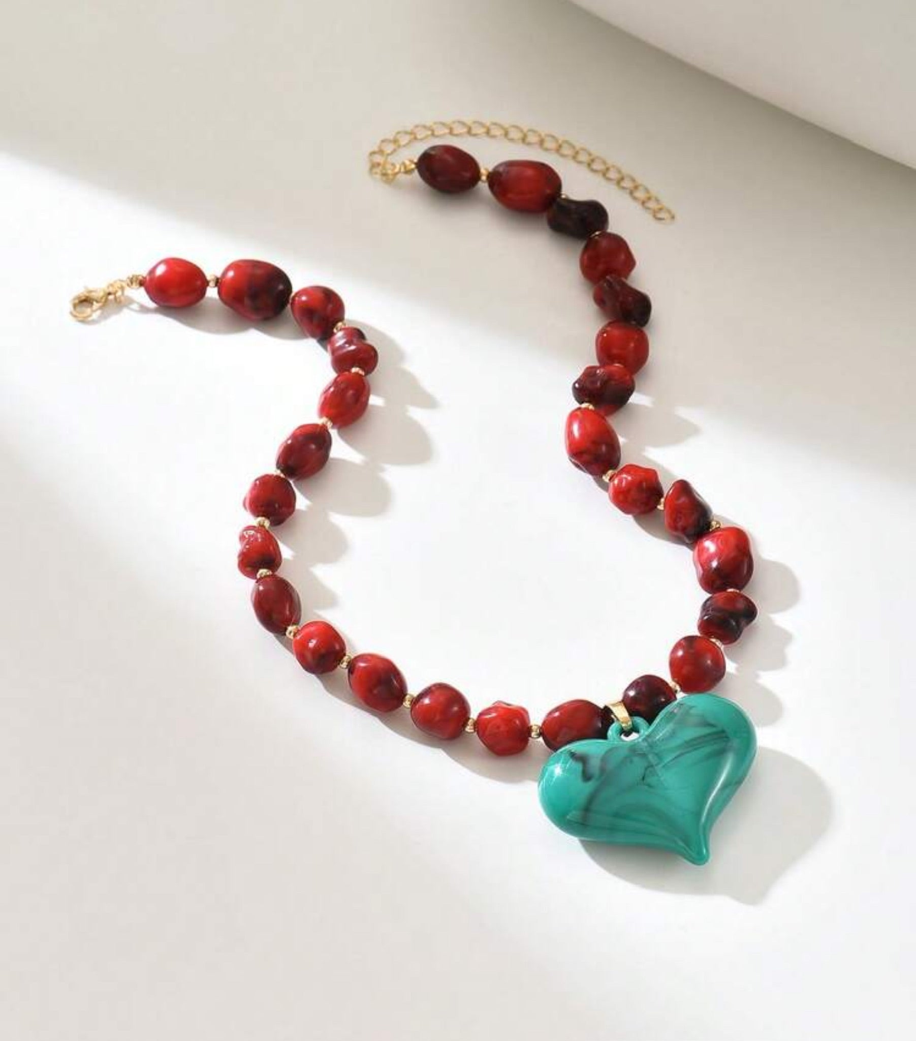 1, 2, or 3pc. Fashionable Resin Stone Heart Pendant Necklace