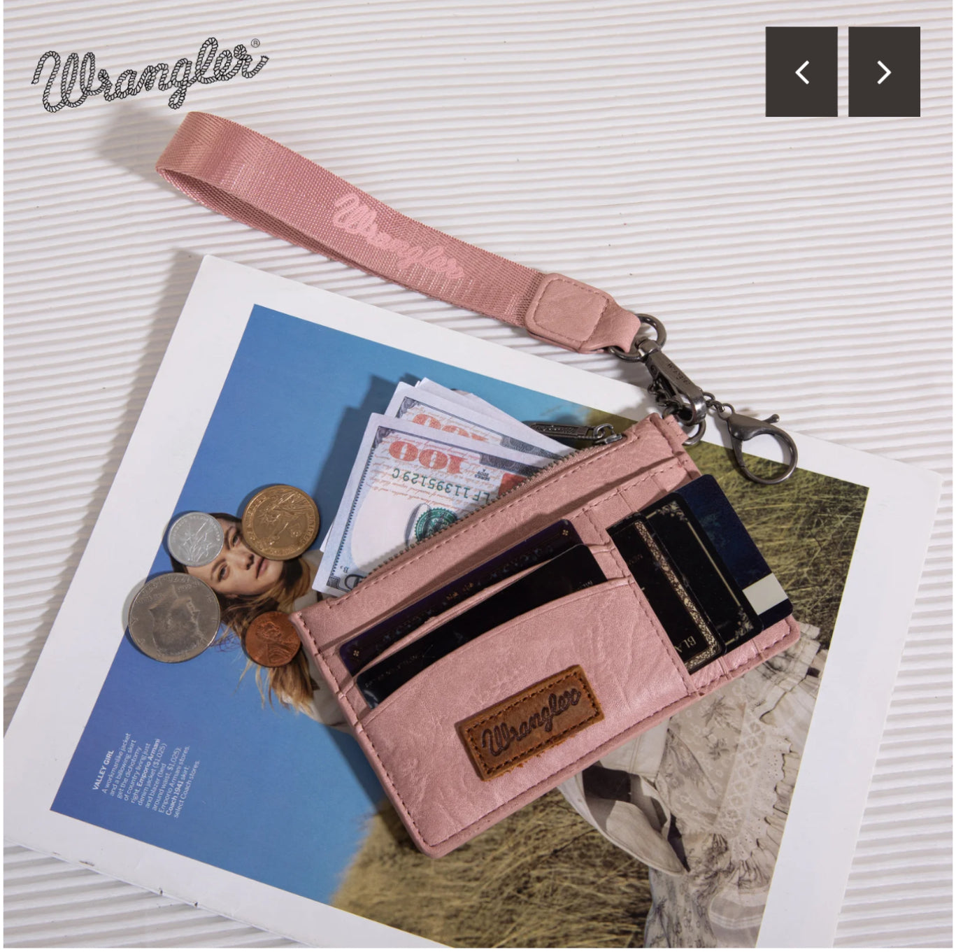 Wrangler Solid Color Keychain Wristlet Card Wallet