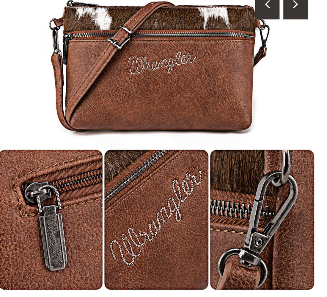 Wrangler Hair-On Crossbody Leather Purse