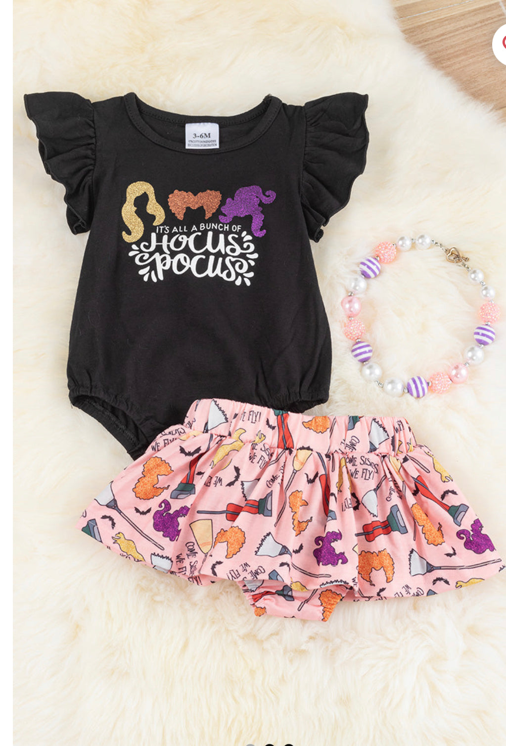 BLACK HOCUS PRINTED ONESIE &amp; SKORT