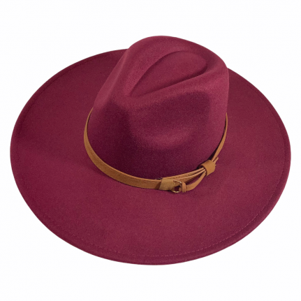 Fedora Wide Brim Hat with Leather Band