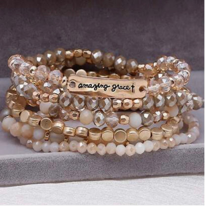6pc. Amazing Grace Bead Stretch Bracelet Set