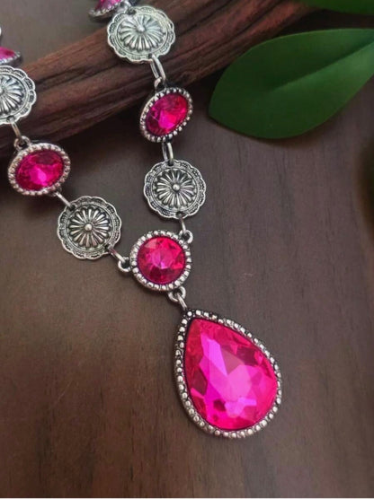 Magenta Stone Lariat Necklace