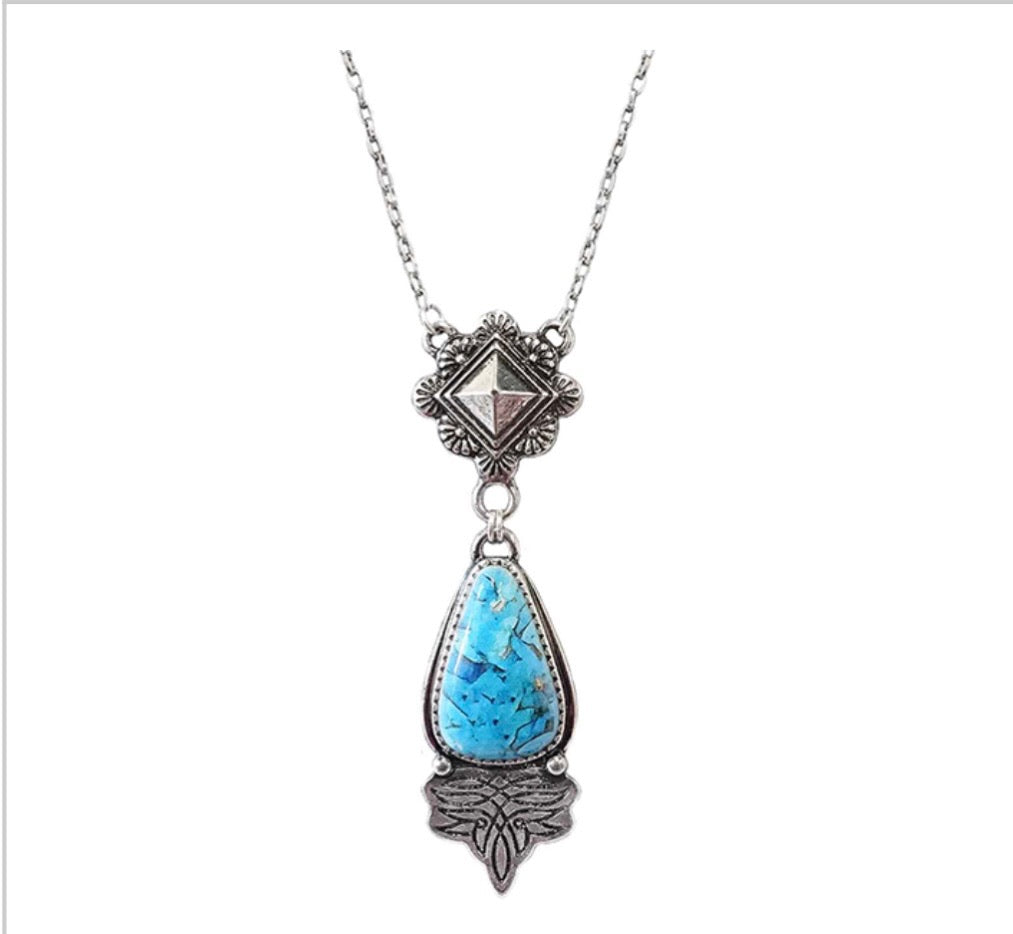 Blue Turquoise Whipstitch Necklace