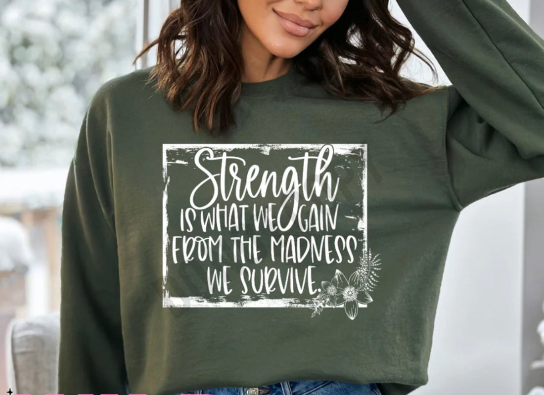 Strength Is What We Gain… Graphic Long Sleeve Shirt