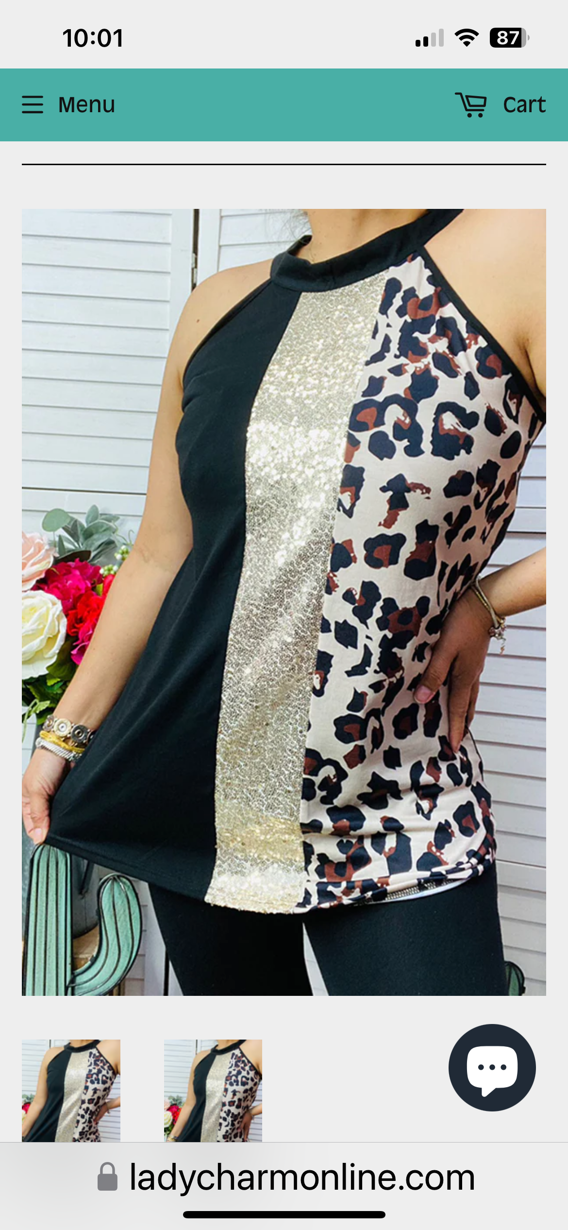 Black, Sequin, and Leopard Print Color Block Top