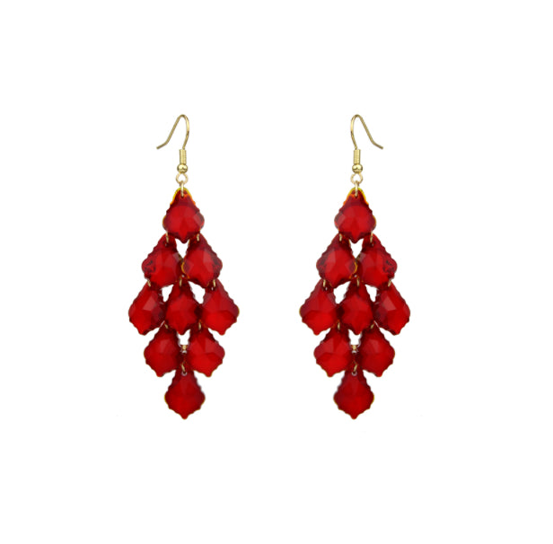 Red Crystal Teardrops Dangle Earrings