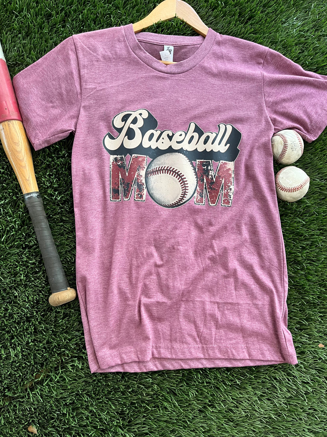 Baseball Mom Heather Mauve Tee