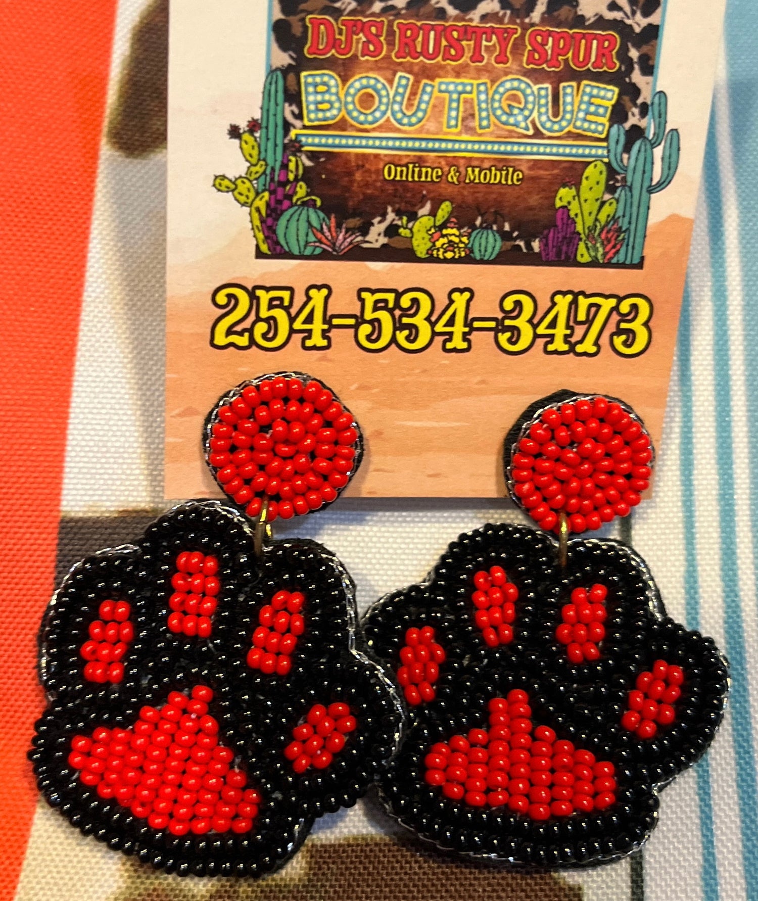 Beaded Tiger Paw Earrings