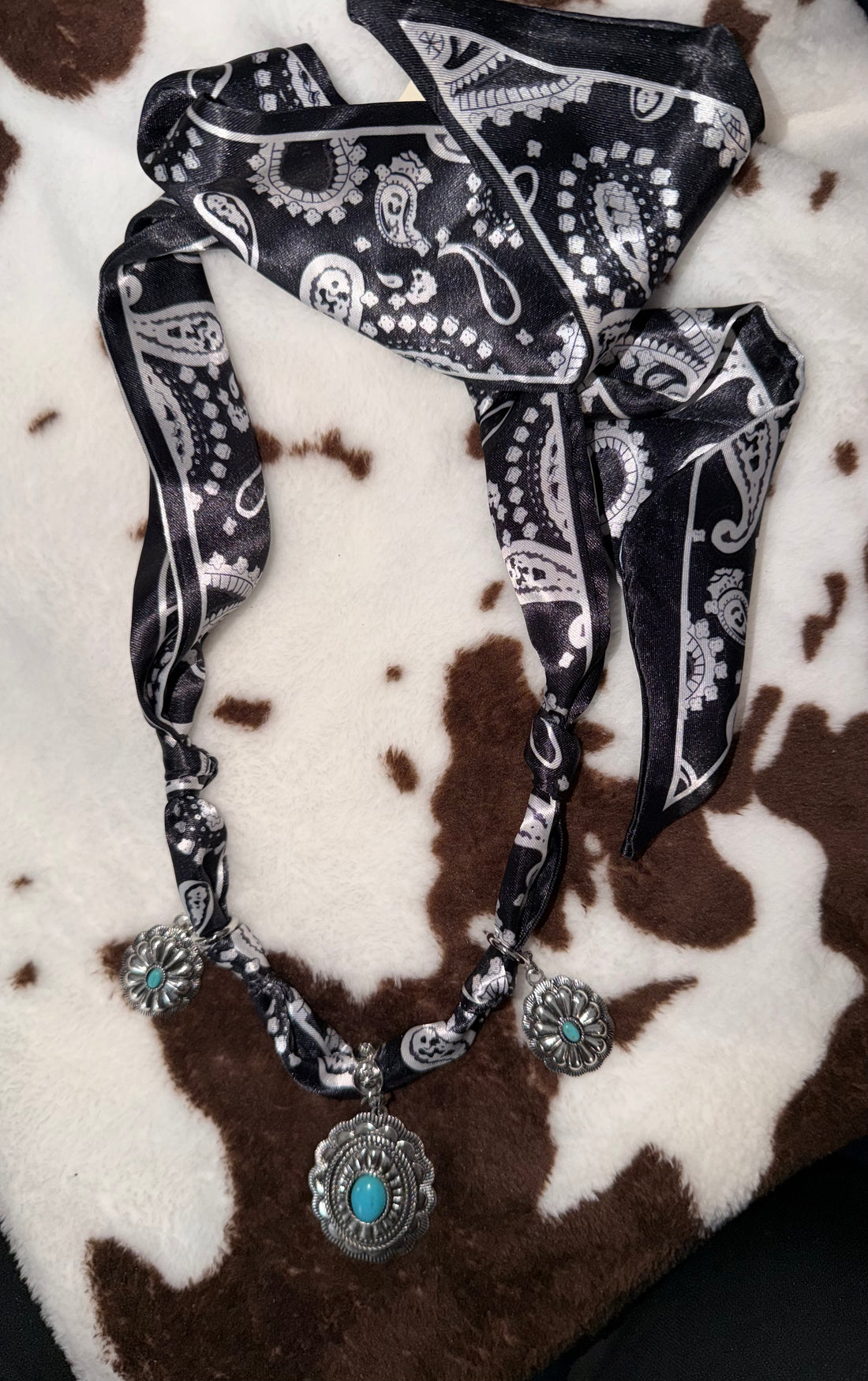 Turquoise Squash Blossom Scarf Necklace