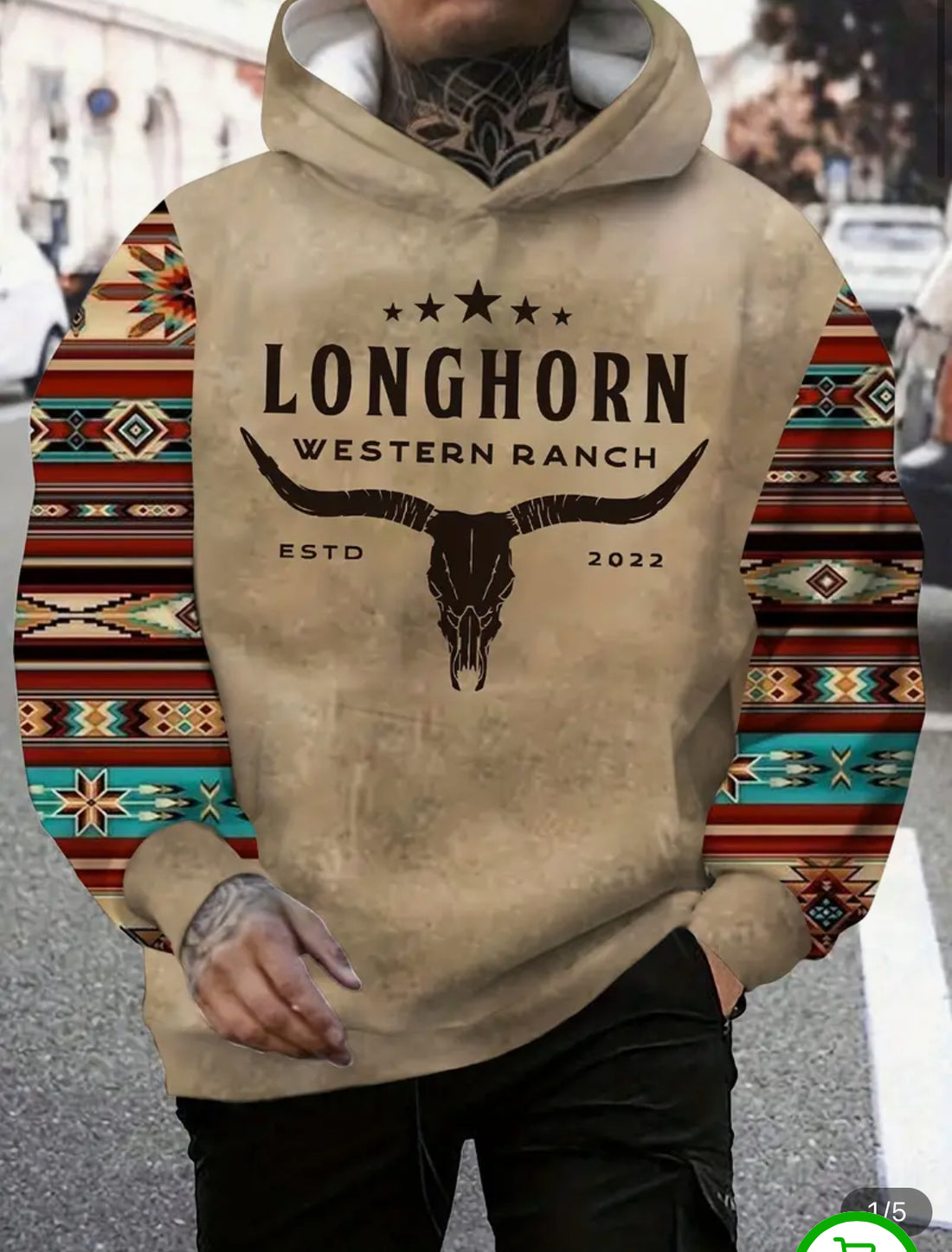 Men’s Longhorn Western Ranch Graphic Hoodie