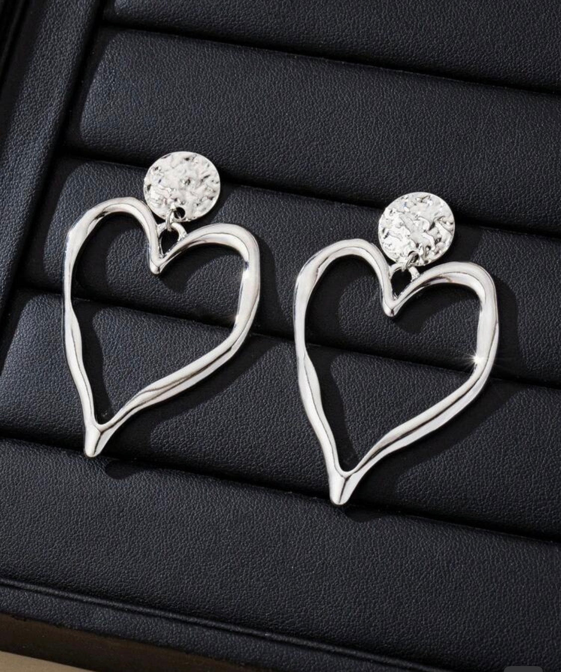 Big Silver Heart Fashion Earrings