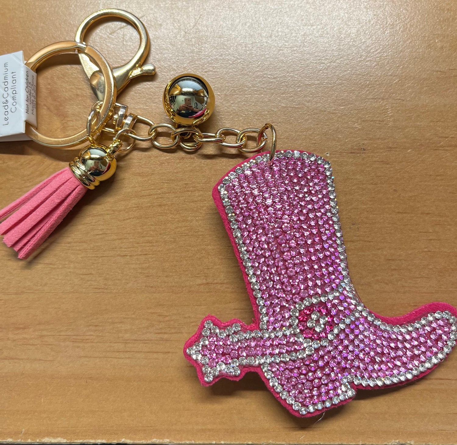 Rhinestone Covered Keychain With Tassel