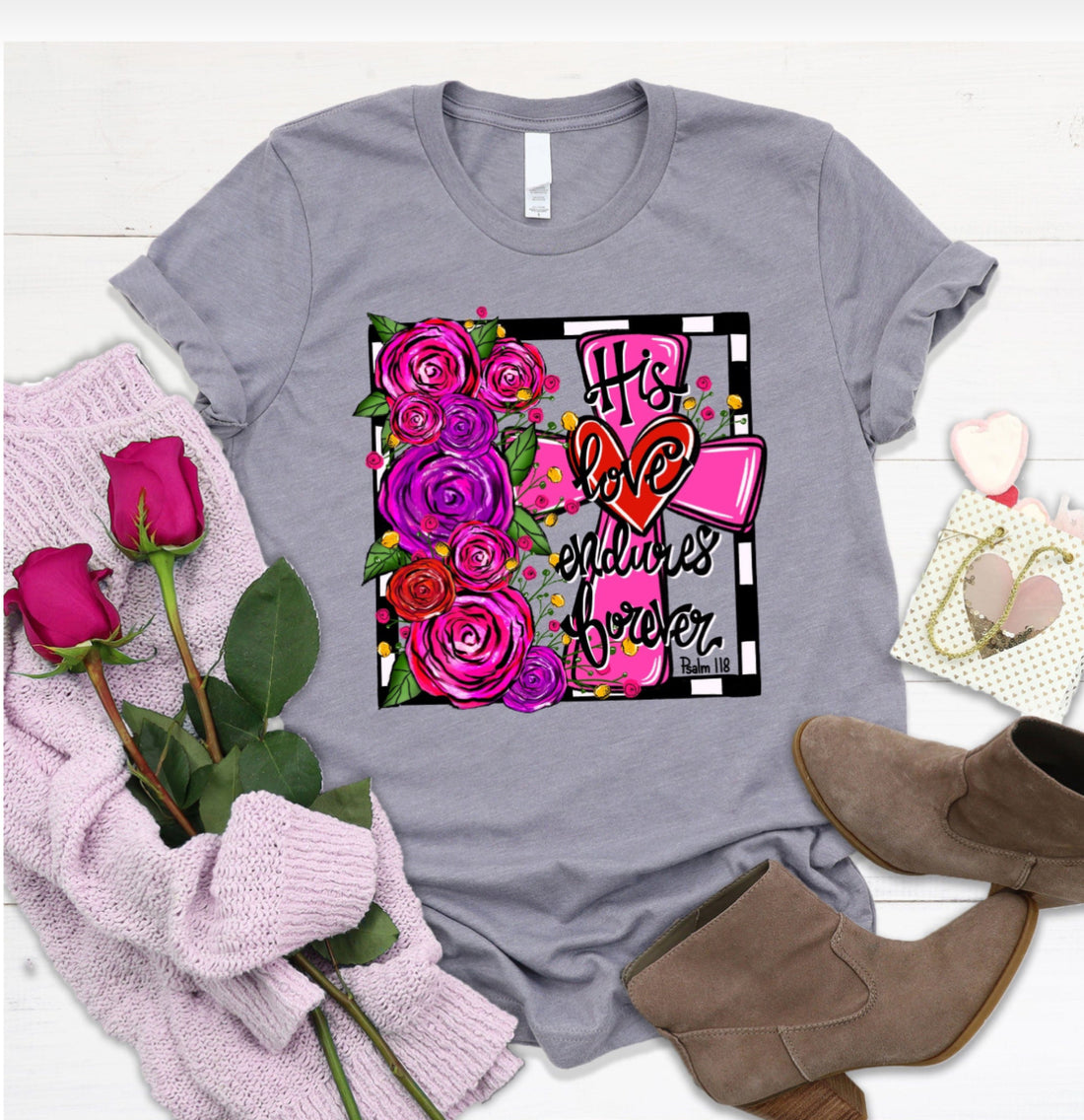His Love Endures Forever Floral Graphic Tee