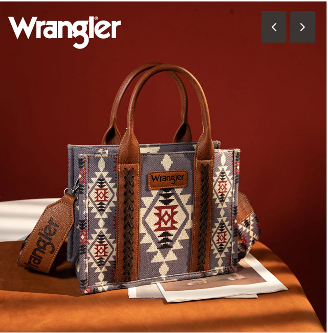 Wrangler Southwestern Print Small Canvas Crossbody Tote