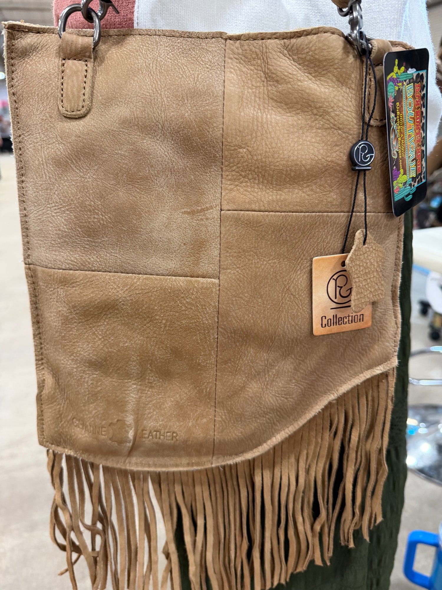 Western Cowhide Crossbody Messenger Bag with Fringe