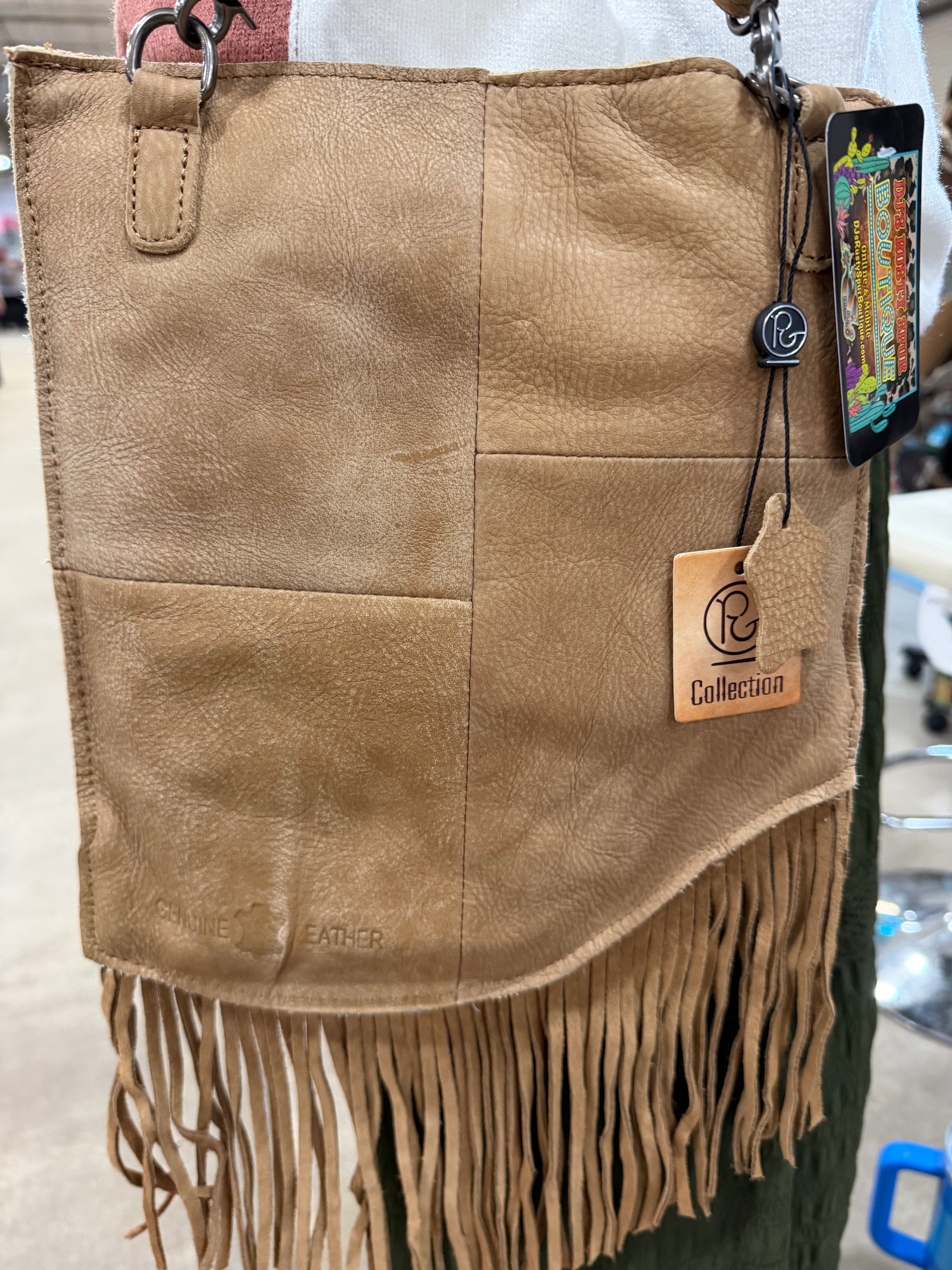 Western Cowhide Crossbody Messenger Bag with Fringe
