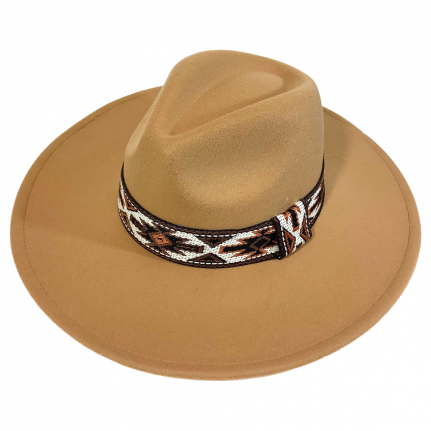 Fedora Wide Brim Felt Hat with Retro Hat Band