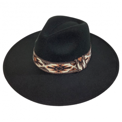 Fedora Wide Brim Felt Hat with Retro Hat Band