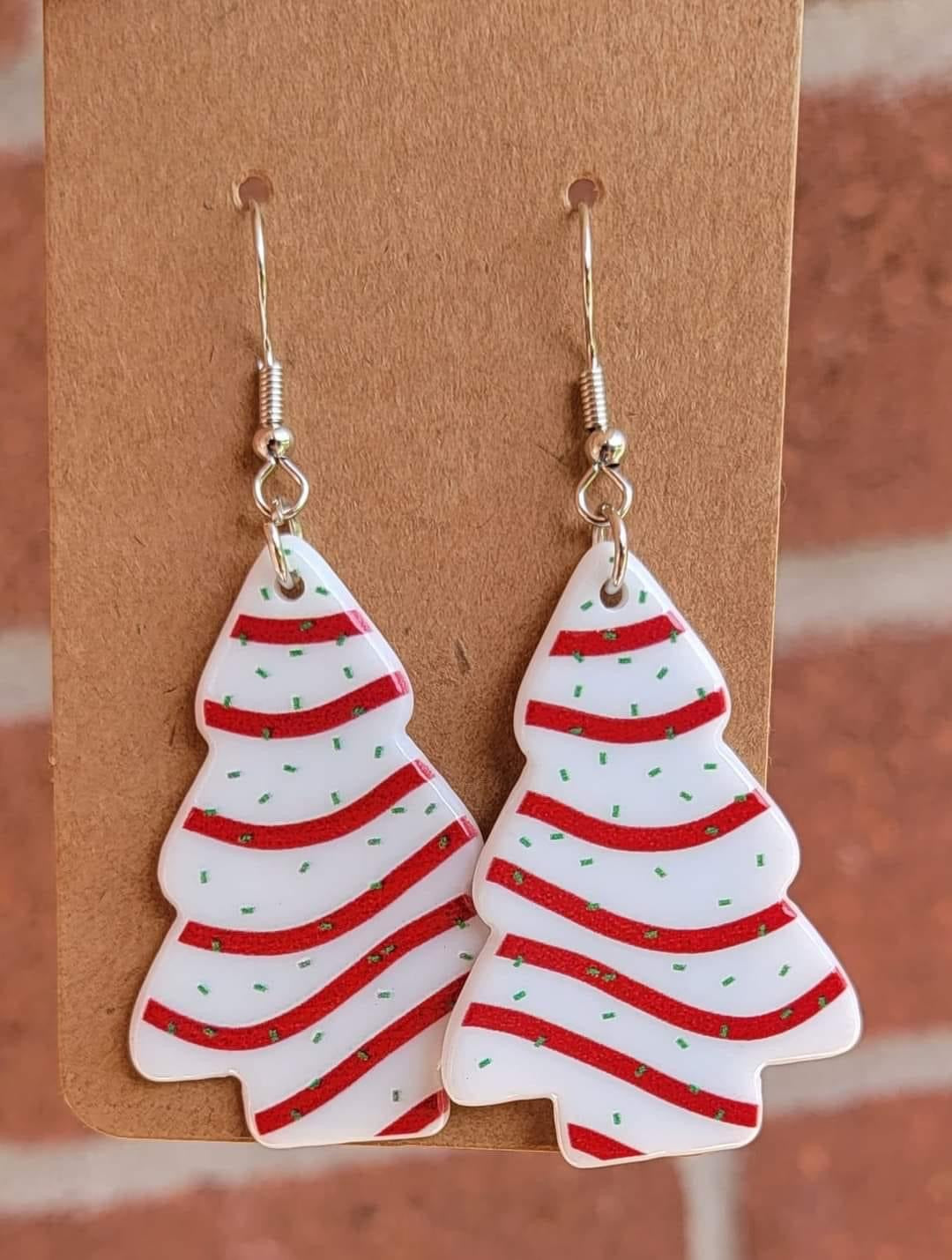 Christmas Tree Cake Dangle Earrings