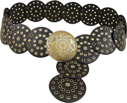 Vintage Western Cowboy Belt with Rivets Eyelets with Metal Buckle