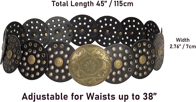 Vintage Western Cowboy Belt with Rivets Eyelets with Metal Buckle