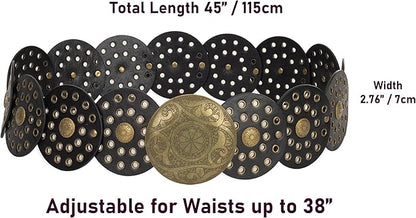 Vintage Western Cowboy Belt with Rivets Eyelets with Metal Buckle