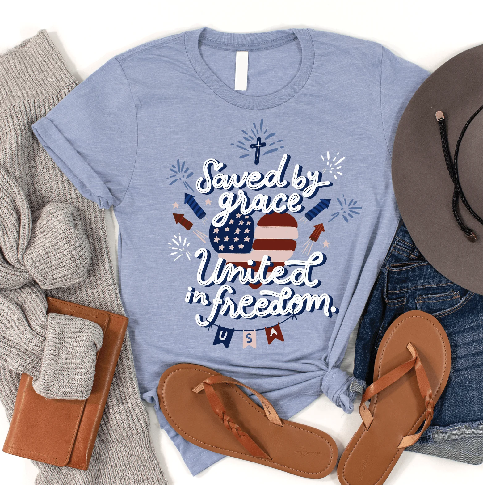 Saved by Grace United in Freedom Tee