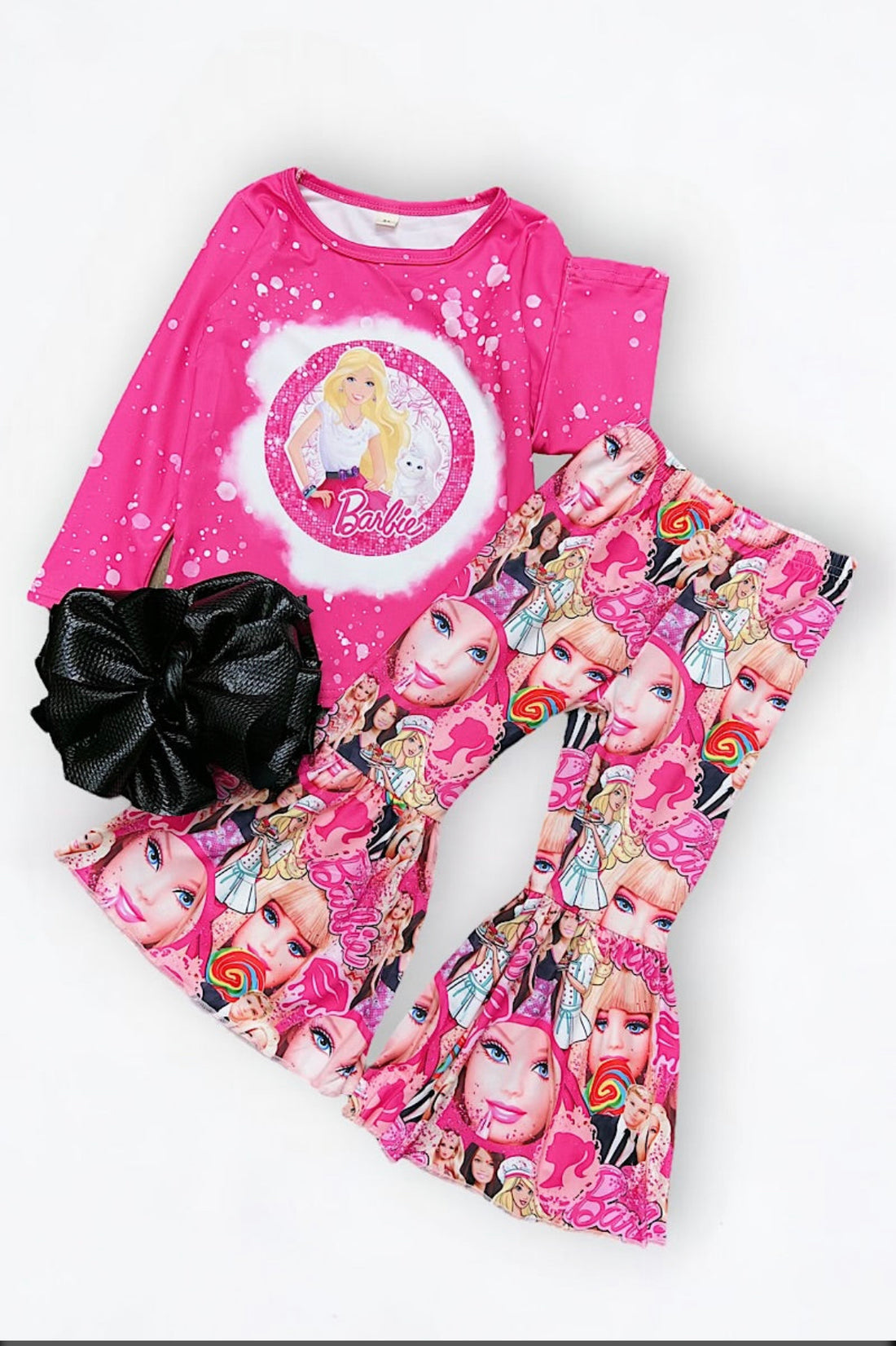 Girls Character Printed 2 Piece Set with Flare Bottoms
