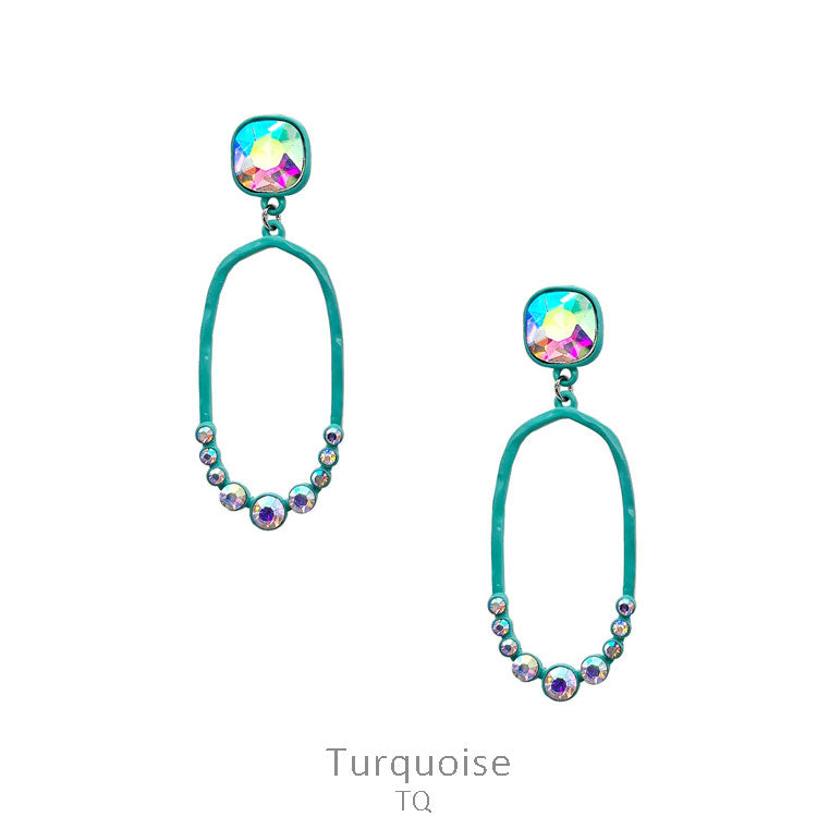 Women’s Oval with Iridescent Stone Drop Earrings