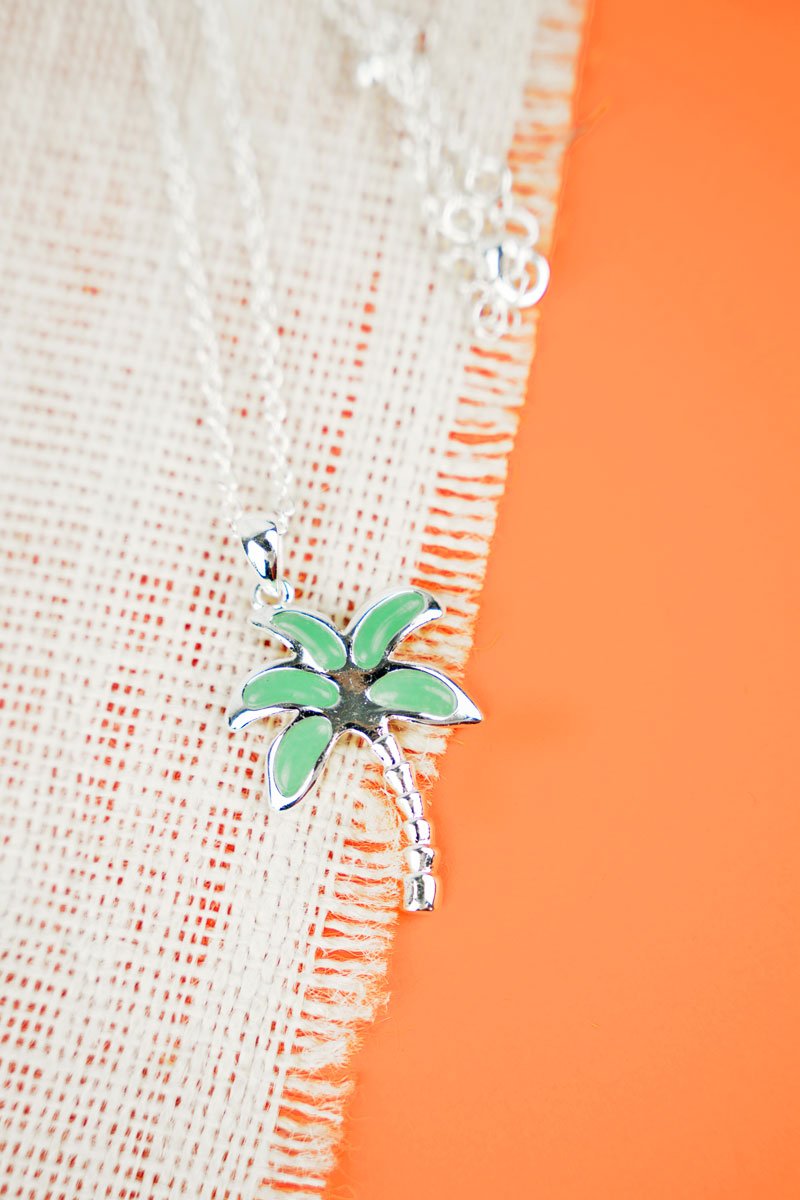 Mint Maya Beach Palm Tree Necklace