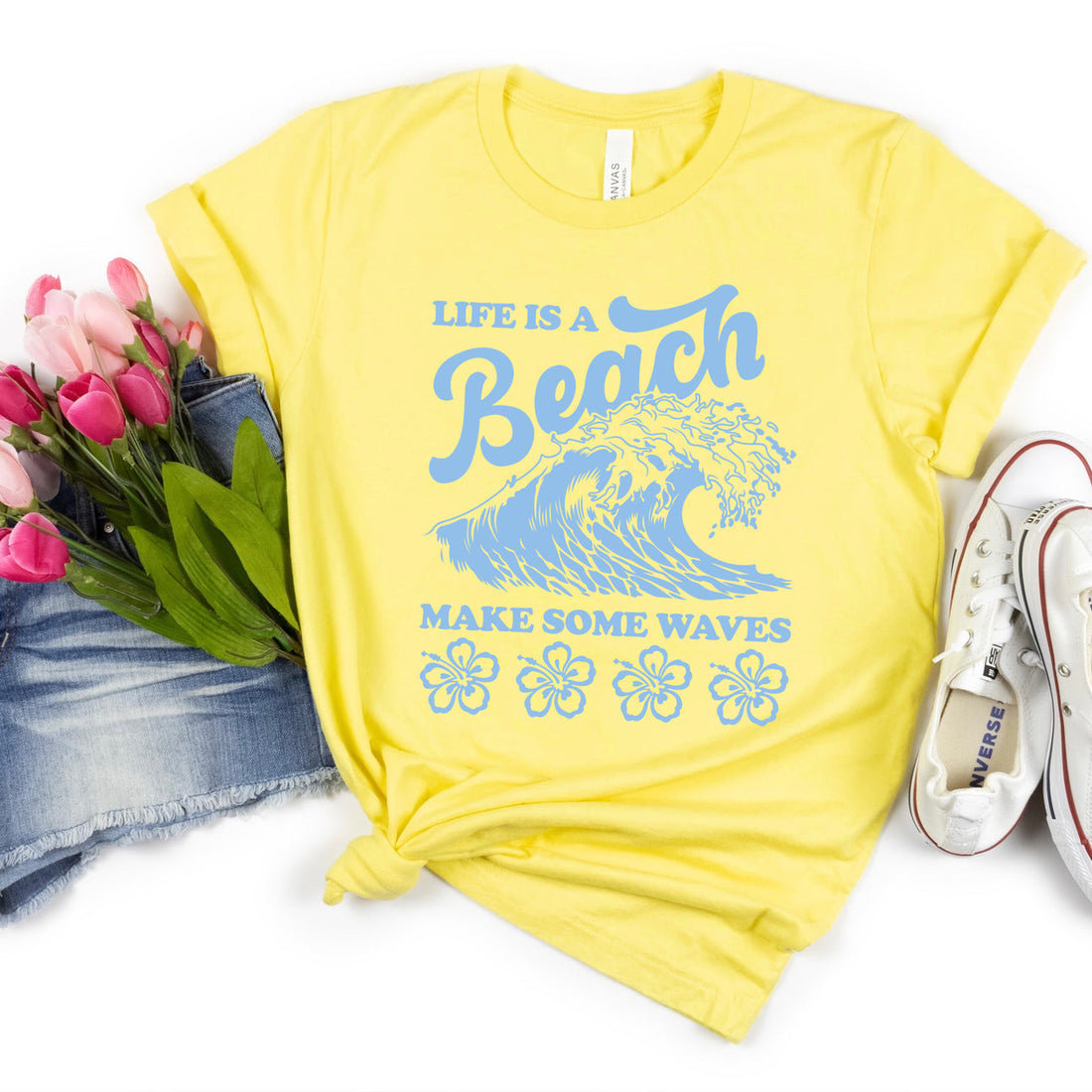 Life Is A Beach.. Make Some Waves Graphic T-Shirt