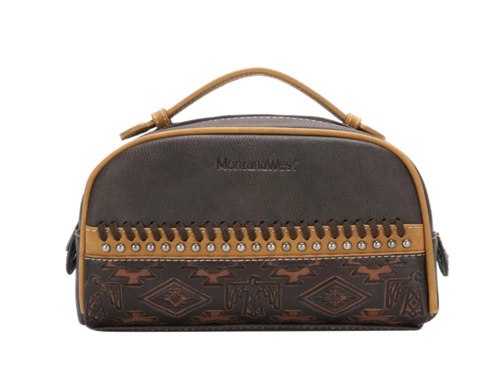 Montana West Aztec Tooled Collection Travel Pouch